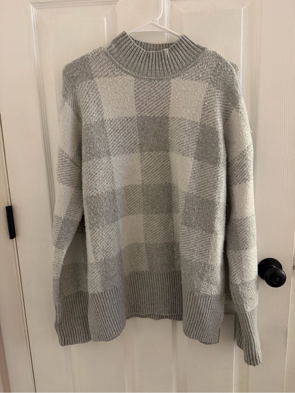 Marled by Reunited Clothing Women’s Grey Checkered Crewneck Sweater Size L